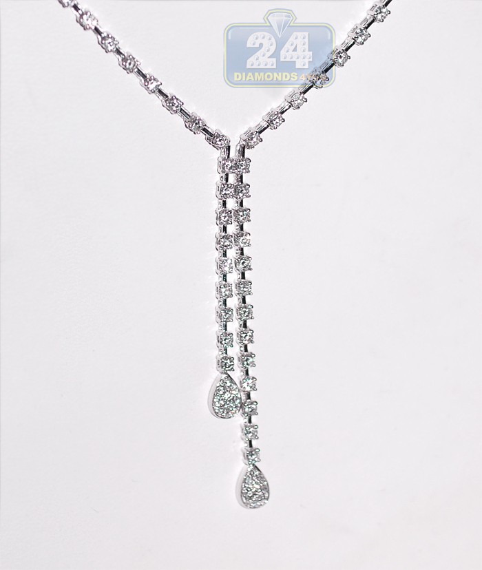Jewelry  Chains  18K White Gold 2.60 ct Diamond Womens Drop Chain ...