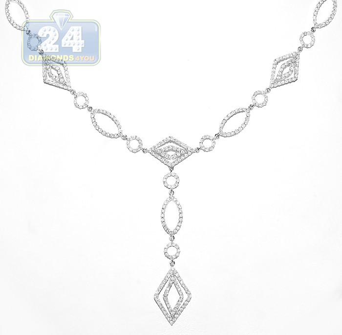 Home  Jewelry  Chains  14K White Gold 2.99 ct Diamond Womens Chain ...
