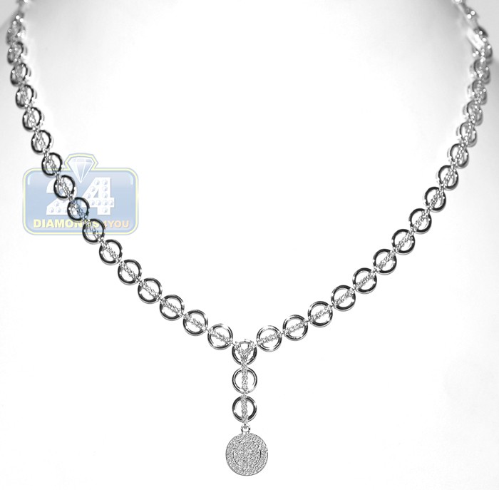 Home  Jewelry  Chains  18K White Gold 1.57 ct Diamond Womens Chain ...