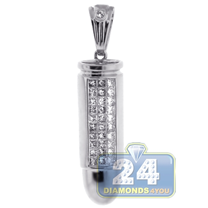Home  Jewelry  Pendants  14K White Gold 0.61 ct Diamond Mens Bullet ...