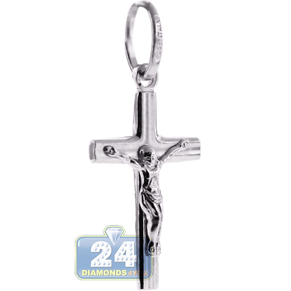 Italian Sterling Silver Jesus Christ Cross Small Pendant