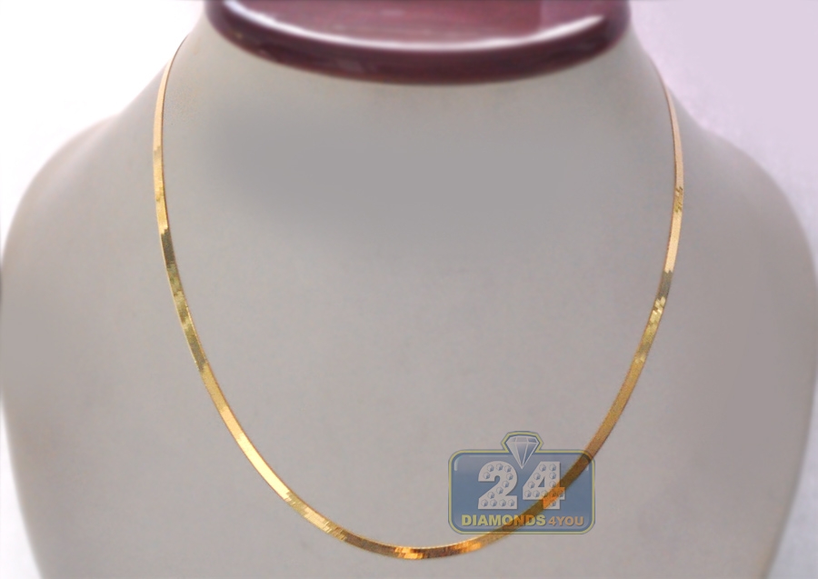 10K Yellow Gold Herringbone Womens Necklace 2.3 mm 16 18 20 Inch