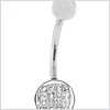 14K White Gold 0.50 ct Diamond Women's Navel Ring - 24diamonds.com