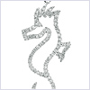 14K White Gold 0.43 ct Diamond Water Horse Pendant - 24diamonds.com