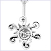 14K White Gold Belly 1.00 ct Diamond Sun Ring - 24diamonds.com