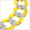 10K Two Tone Gold Mens Concave Curb Bracelet 9 Inches - 24diamonds.com
