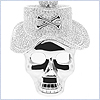 14K White Gold Skull 4.73 ct Diamond Skull Pendant - 24diamonds.com