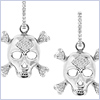 14K White Gold 0.47 ct Diamond Skull Earrings - 24diamonds.com