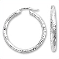 925 Sterling Silver Diamond Cut Hoop Womens Earrings - 24diamonds.com