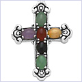 925 Sterling Silver Jade Womens Cross Pendant - 24diamonds.com