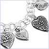 925 Sterling Silver Womens Heart Charm Bracelet 7 9/16 Inches - 24diamonds.com