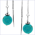 925 Sterling Silver Womens Turquoise Threader Earrings - 24diamonds.com