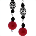 925 Sterling Silver Womens Dangle Earrings with  Red  Coral & Black Onyx - 24diamonds.com