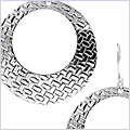 925 Sterling Silver Womens Weave Pattern Cut Hoop  Earrings - 24diamonds.com