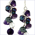 925 Sterling Silver Womens Earrrings With Amethyst and Faceted Crystal - 24diamonds.com