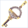 14K Yellow Gold 0.23 ct Diamond Key Womens Pendant - 24diamonds.com