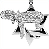 14K White Gold 0.50 ct Diamond Star of David and Chai Pendant - 24diamonds.com