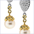14K Gold 4.13 ct Pearl Diamond Drop Womens Earrings - 24diamonds.com