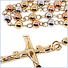 10K Three Tone Gold Mens Rosary Necklace 17 Inches - 24diamonds.com