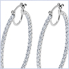 14K White Gold 3.02 ct Diamond Womens Hoop Earrings - 24diamonds.com