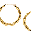 10K Yellow Gold Bamboo Hoop Womens Earrings 2 3/4 Inches - 24diamonds.com