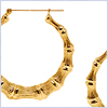10K Yellow Gold Bamboo Hoop Womens Earrings 1 7/10 Inches - 24diamonds.com