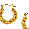 10K Yellow Gold Bamboo Hoop Womens Earrings 17/20 Inches - 24diamonds.com