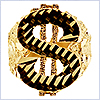 10K Yellow Gold Mens Signet Dollar Ring - 24diamonds.com