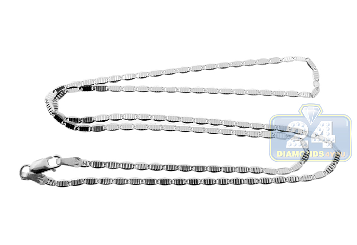 10K White Gold Womens Link Chain Necklace 18 inches Real Gold  