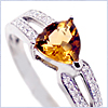 14K White Gold 0.85 ct Citrine Diamond Womens Ring - 24diamonds.com