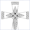 14K White Gold 0.22 ct Diamond Womens Small Cross Pendant - 24diamonds.com