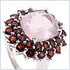 925 Sterling Silver 9.55 ct Rose Quartz & Garnet Womens Ring - 24diamonds.com