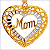 10K Yellow Gold Womens Heart MOM Pendant - 24diamonds.com