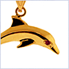 10K Yellow Gold Unisex Dolphin Pendant - 24diamonds.com