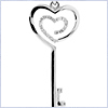 14K White Gold 0.16 ct Diamond Key Womens Pendant - 24diamonds.com