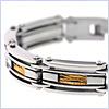 Stainless Steel Link Gold Plated Mens Bracelet 8 1/2 Inches - 24diamonds.com