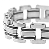 Stainless Steel Rubber Mens Link Bracelet 9 Inches - 24diamonds.com