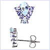925 Sterling Silver 1.62 ct Topaz & Tanzanite Womens Stud Earrings - 24diamonds.com