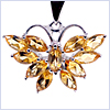 925 Sterling Silver 1.77 ct Citrine Womens Butterfly Pendant Necklace - 24diamonds.com