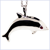 925 Sterling Silver 0.06 ct Ruby Womens Dolphin Pendant Necklace - 24diamonds.com