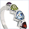925 Sterling Silver 1.45 ct Multi-Gemstone Heart Ring - 24diamonds.com