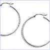 14K White Gold Womens Hoop Earrings 1 9/16 Inches - 24diamonds.com