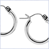 14K White Gold Womens Hoop Earrings 9/16 Inches - 24diamonds.com
