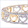 10K Two Tone Gold 1.75 ct Diamond Womens Heart Bracelet 7 Inches - 24diamonds.com