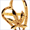 10K Yellow Gold Womens Marijuana Leaf Heart Ring - 24diamonds.com