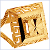 10K Yellow Gold Womens Greek Key Pattern Ring - 24diamonds.com