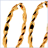 925 Sterling Silver with Gold Womens Spiral Hoop Earrings 2 Inches - 24diamonds.com