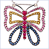14K White Gold 2.14 ct Multi-Gemstone Diamond Butterfly Pendant - 24diamonds.com