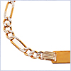 925 Sterling Silver with Gold Kids ID Figaro Bracelet 6 Inches - 24diamonds.com