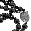 Black Stainless Steel Bead Stone Rosary Necklace 20 Inches - 24diamonds.com